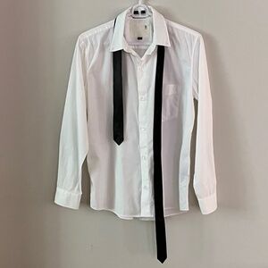 R13 Patti Smith Shirt w/Black Leather Tie M